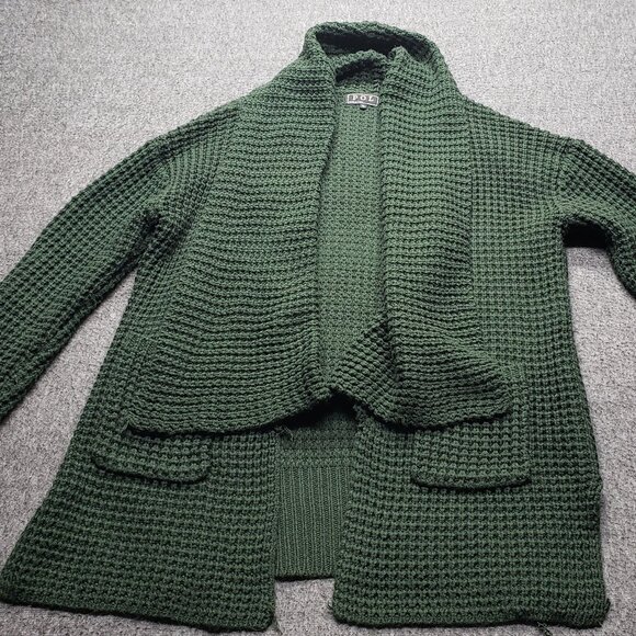 POL Sweaters - POL Chunky Knit Olive Green Shawl Neck Open Cardigan Sweater Women’s Boho Cozy